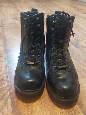 Milwaukee Men's Black Leather Lace-Up Work Boots Biker Bike Moto 9 EEE